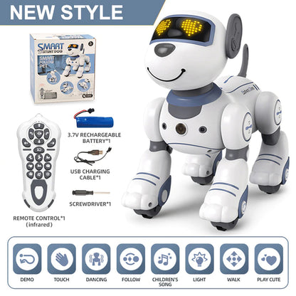 Funny RC Robot Electronic Dog Stunt Dog Voice Command Programmable Touch-Sense Music Song Robot Dog for Children'S Toys