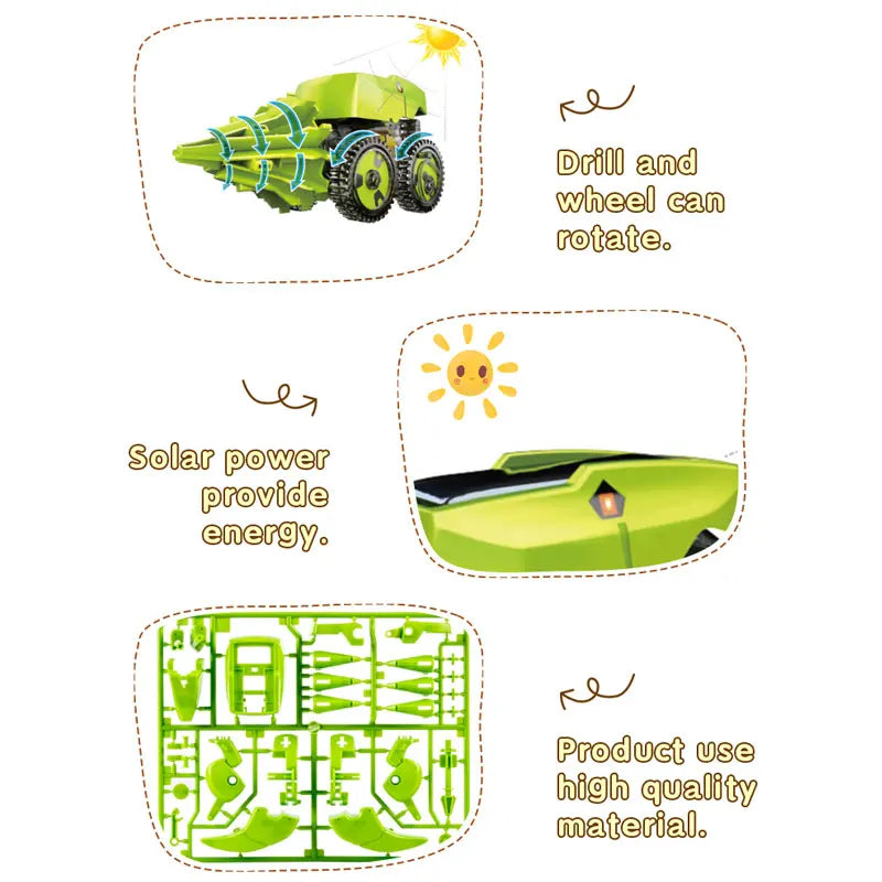 Dinosaur Solar Energy/Powered Stem Toy Technological Gadgets Robotica Kit Education DIY Science Car Toy for Children Boys