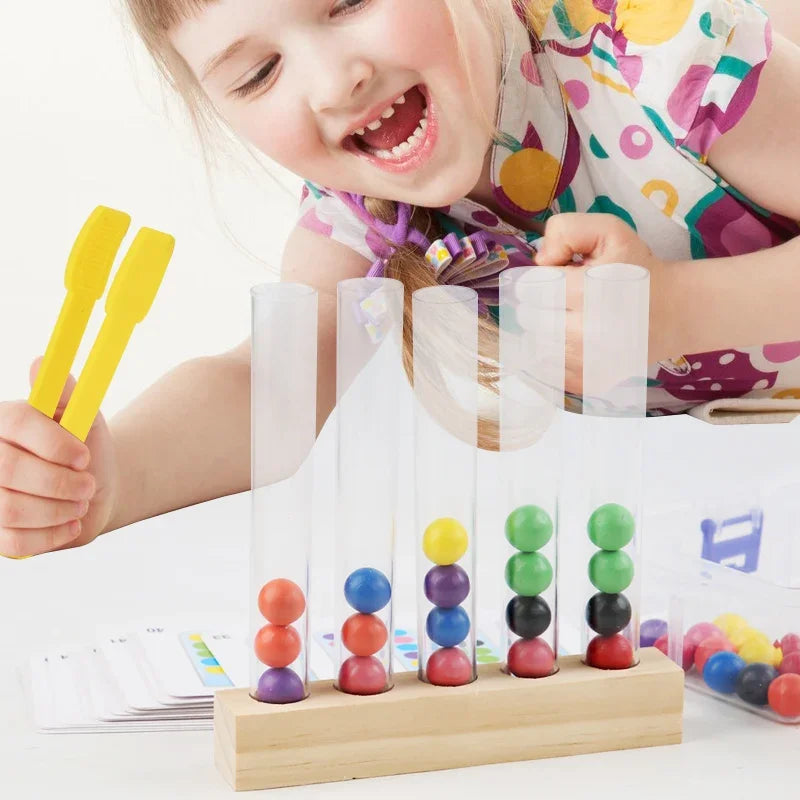 5 Clip Beads Test Tube Toys for Children Logic Concentration Fine Motor Training Game Montessori Teaching Aids Educational Toy