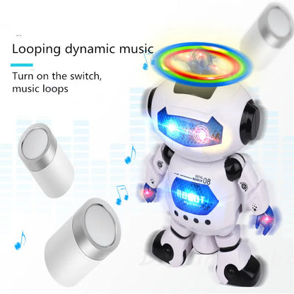 Kids Robot Rotating Dance Toys with Music LED Light Electronic Walking Toys for Boys Girls Birthday Christmas Gift