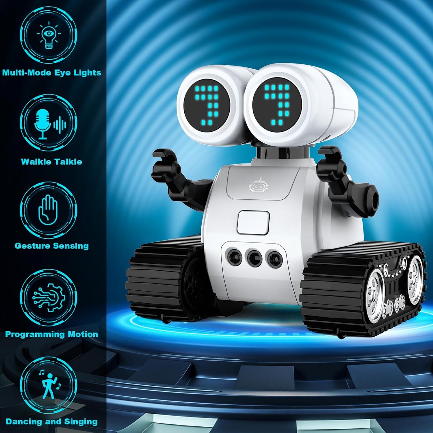 Robot Toys for 3 Years Old Boys Girls- Robots with Walkie-Talkie Function, Gesture Sensing, Flexible Head & Arms, Programming Motion, Dance Moves, Music, and Shining LED Eyes, Kids Toys Gifts