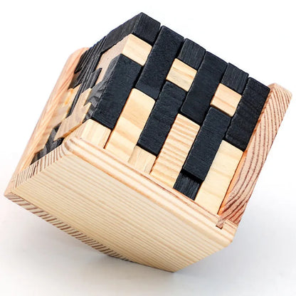 3D Cube Puzzle Luban Interlocking Creative Educational Wooden Toy Brain IQ Mind Early Learning Game Gift for Children Letter 54T