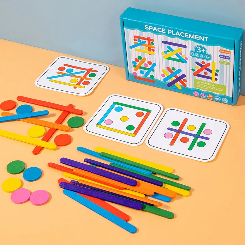 Montessori Matching Puzzle Toys Kids Sensory Logical Thinking Challenge Table Games Rainbow Stick Puzzle Child Educational Toys
