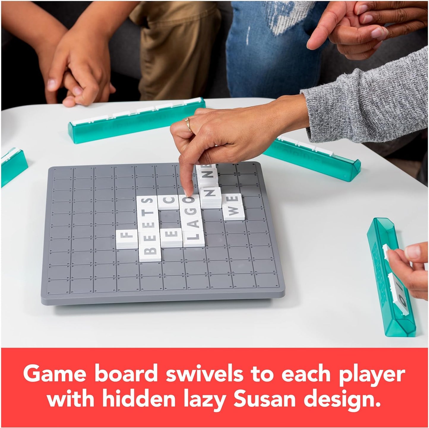 Upwords, Word Game with Stackable Letter Tiles & Rotating Game Board, New 2023 Version | Games for Family Game Night | Family Games, for Adults and Kids Ages 8 and Up