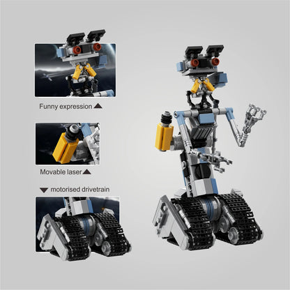 Johnnyed 5 Robot Astroed Mecha Building Blocks Set for Shorted-Circuit Military Movie Explore Bricks Toys Children Gift