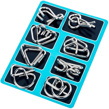 8Pcs/Set Metal Montessori Puzzle Wire IQ Logical Ability Training Stress Relief Toy for Children Adults Reliever Educational Toy