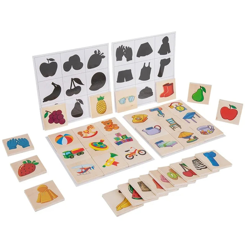 Montessori Wooden Toys Double-Sided Matching Games for Kids 2 3 4 Years Logic Thinking Training Activity Board Baby Wooden Toys