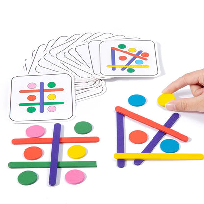 Kids Montessori Toys Rainbow Stick Puzzle Sensory Logical Thinking Challenge Table Games Children Early Educational Wooden Toys