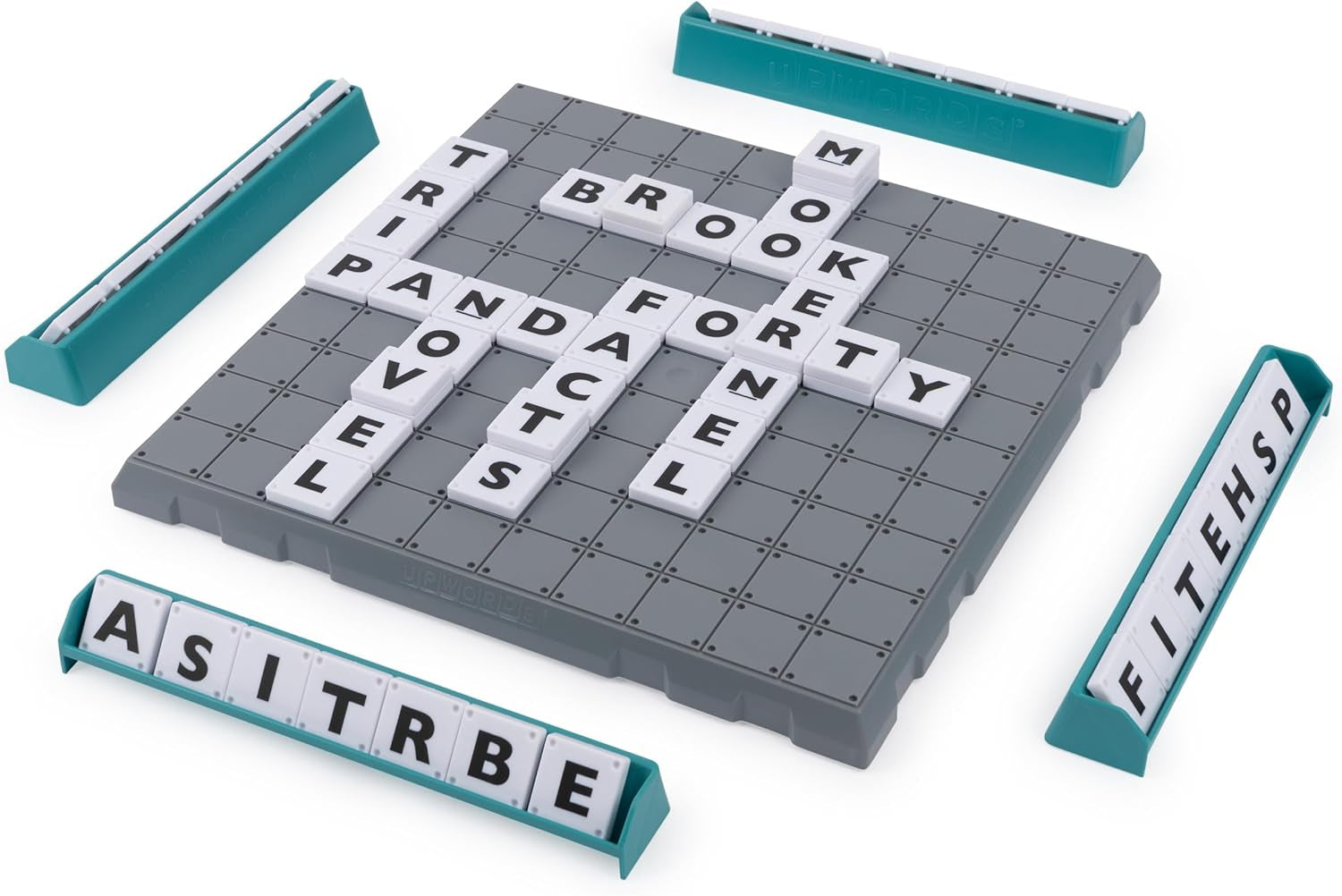 Upwords, Word Game with Stackable Letter Tiles & Rotating Game Board, New 2023 Version | Games for Family Game Night | Family Games, for Adults and Kids Ages 8 and Up