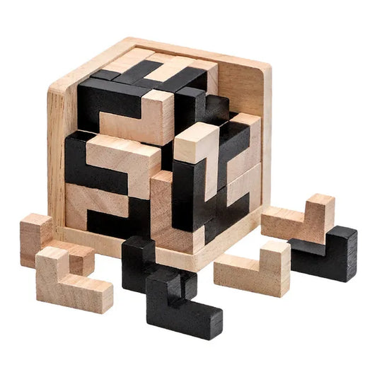 3D Cube Puzzle Luban Interlocking Creative Educational Wooden Toy Brain IQ Mind Early Learning Game Gift for Children Letter 54T