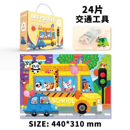 Children'S Animal Traffic Three-Dimensional Cartoon Small Puzzle Early Childhood Education Jigsaw Puzzle Toys
