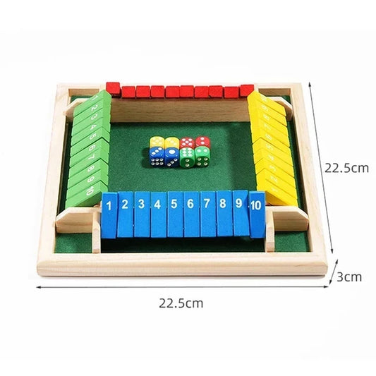 Deluxe Four Sided 10 Numbers Shut the Box Party Games Dice Party Club Colorful Drinking Game for Adults Children Interactive Toy