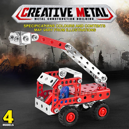 Stem Building Toys for Boys Age 8+,Erector Set Fire Trucks Series Model Kit,Assembly Toys for Kids,Metal Building Educational
